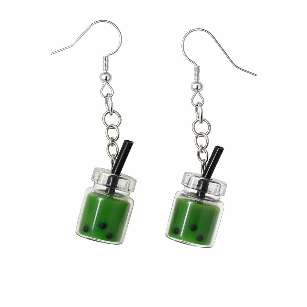 Green Bubble Tea Earrings NWT*‎